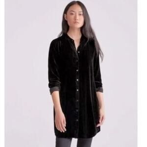 Eileen Fisher - Velvet Mandarin Collar Long Shirt NWOT -  XXL
